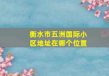 衡水市五洲国际小区地址在哪个位置