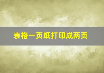 表格一页纸打印成两页