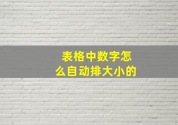 表格中数字怎么自动排大小的