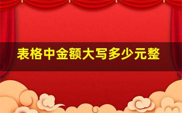 表格中金额大写多少元整