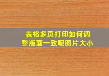 表格多页打印如何调整版面一致呢图片大小