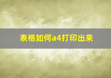 表格如何a4打印出来