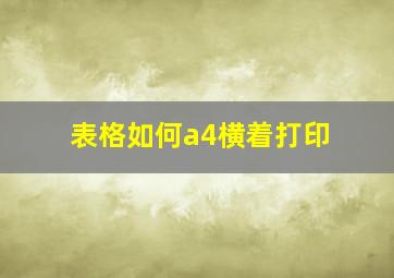 表格如何a4横着打印