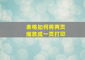 表格如何将两页缩放成一页打印