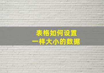 表格如何设置一样大小的数据