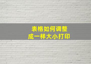 表格如何调整成一样大小打印