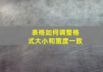 表格如何调整格式大小和宽度一致