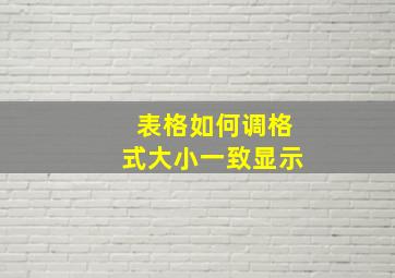 表格如何调格式大小一致显示