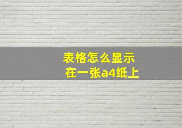 表格怎么显示在一张a4纸上