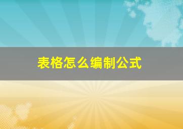 表格怎么编制公式