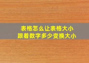 表格怎么让表格大小跟着数字多少变换大小