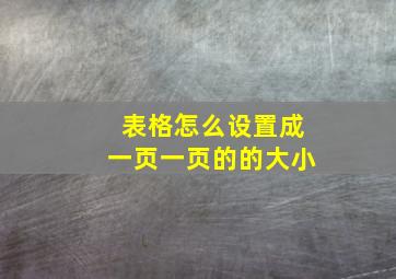 表格怎么设置成一页一页的的大小