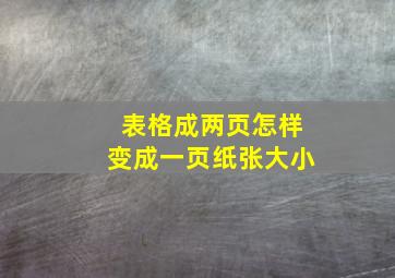 表格成两页怎样变成一页纸张大小