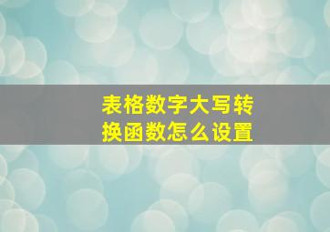 表格数字大写转换函数怎么设置