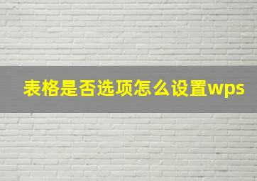 表格是否选项怎么设置wps