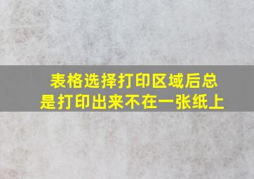 表格选择打印区域后总是打印出来不在一张纸上