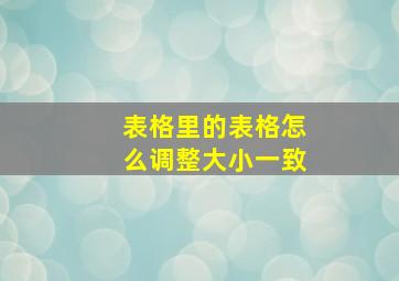 表格里的表格怎么调整大小一致