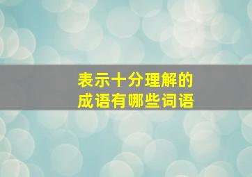 表示十分理解的成语有哪些词语