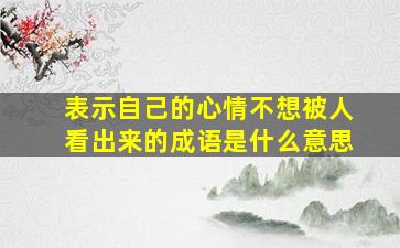 表示自己的心情不想被人看出来的成语是什么意思