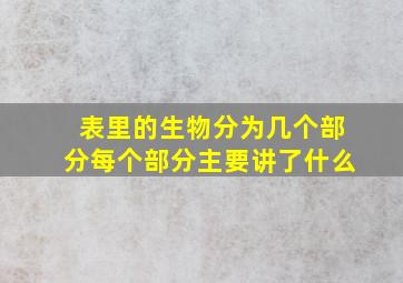 表里的生物分为几个部分每个部分主要讲了什么