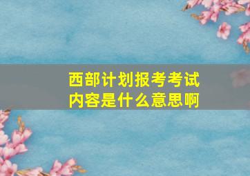 西部计划报考考试内容是什么意思啊