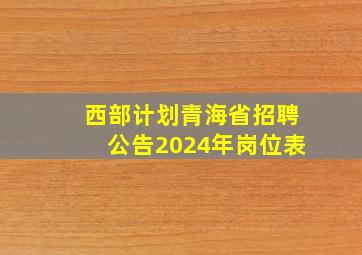 西部计划青海省招聘公告2024年岗位表