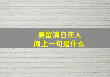 要留清白在人间上一句是什么