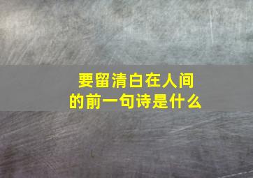 要留清白在人间的前一句诗是什么