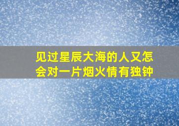 见过星辰大海的人又怎会对一片烟火情有独钟