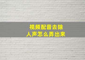 视频配音去除人声怎么弄出来