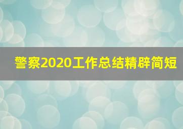 警察2020工作总结精辟简短