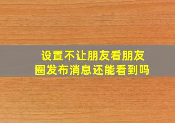 设置不让朋友看朋友圈发布消息还能看到吗