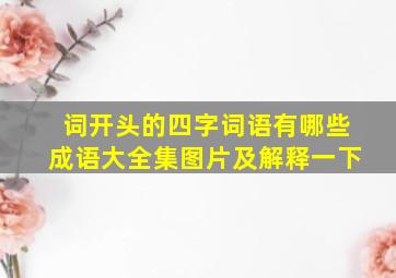 词开头的四字词语有哪些成语大全集图片及解释一下