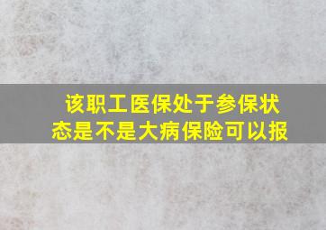 该职工医保处于参保状态是不是大病保险可以报