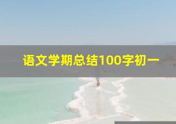 语文学期总结100字初一