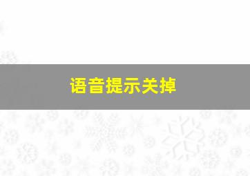 语音提示关掉