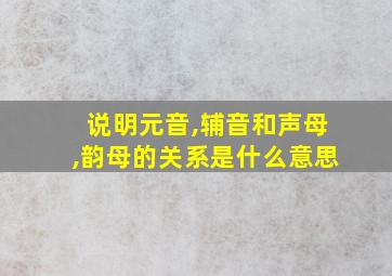 说明元音,辅音和声母,韵母的关系是什么意思