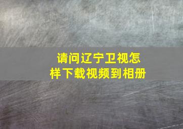 请问辽宁卫视怎样下载视频到相册