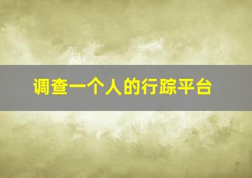 调查一个人的行踪平台