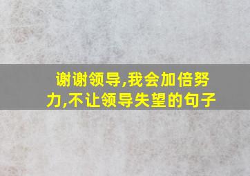 谢谢领导,我会加倍努力,不让领导失望的句子