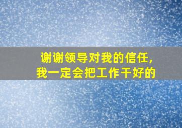 谢谢领导对我的信任,我一定会把工作干好的