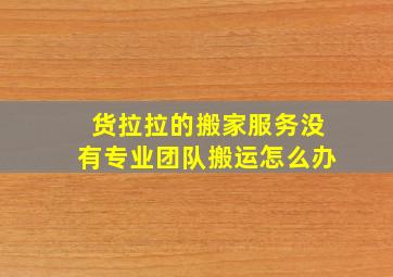 货拉拉的搬家服务没有专业团队搬运怎么办