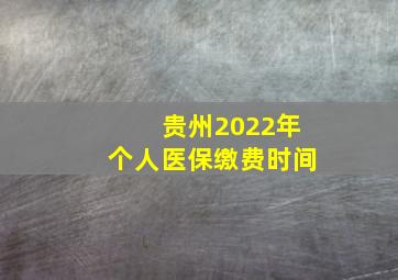 贵州2022年个人医保缴费时间