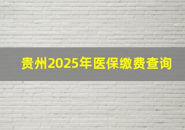 贵州2025年医保缴费查询