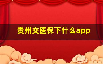 贵州交医保下什么app