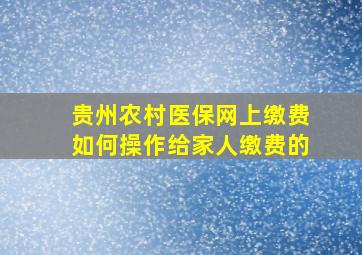 贵州农村医保网上缴费如何操作给家人缴费的