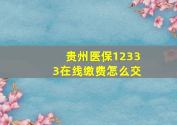 贵州医保12333在线缴费怎么交