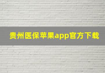 贵州医保苹果app官方下载