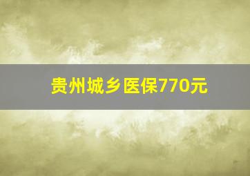 贵州城乡医保770元