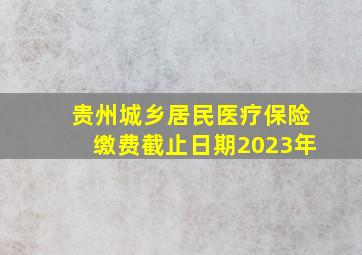 贵州城乡居民医疗保险缴费截止日期2023年